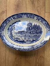 Blue And White Large Oval