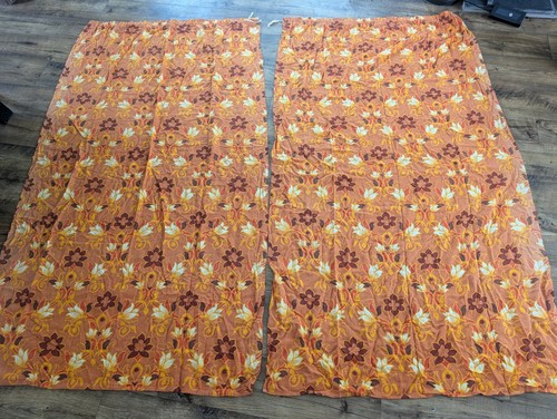 60s 70s curtains pair retro - 60s,
