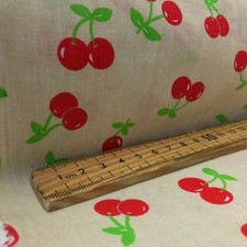 Red cherries poly - red, poly-cotton