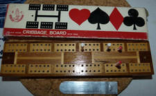 Cribbage Board Vintage Inlaid Wood with pegs please read..