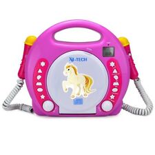 X4-TECH Bobby Joey MP3 Kids Sing Along CD Player / CD USB SD Card / Pink