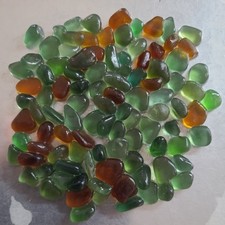 100 small Green Amber Brown Sea glass pieces English Seaham 0.5-1cm A