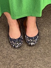 Navy floral ballerina pumps