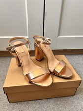 Office Women's Rose Gold Block Heel Open-Toe Shoes UK Size 4