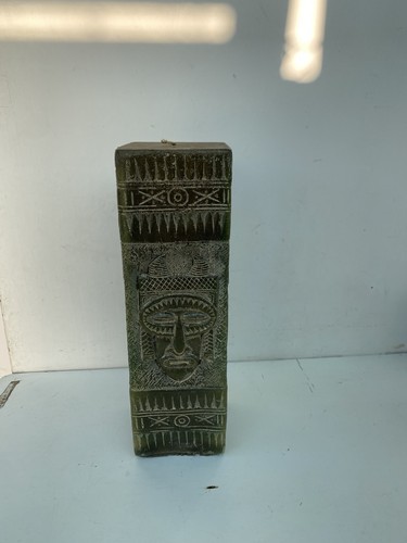 Big green tribal pillar candle - big,