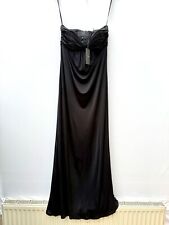 Ted Baker Pleated Maxi Dress Black Evening Formal Prom Wedding Size 3 UK 12 NWT