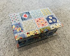 Cute vintage patchwork patterned fabric jewellery box with Felt Interior  Drawer