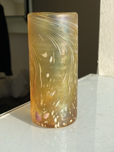 Vintage iridescent vase blown - iridescent,