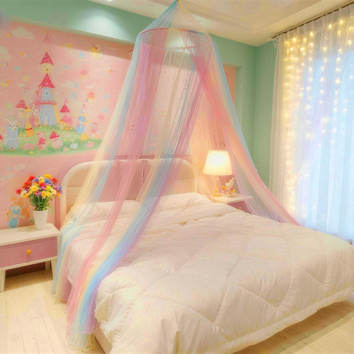 Rainbow bed canopy for - bed, girls