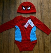 NWT BoxLunch Exclusive Marvel Spider-Man Outfit/Costume/Bodysuit w/cap 3 Months
