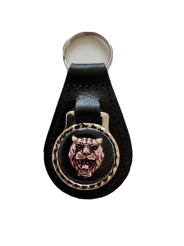 Black leather keyring - black,