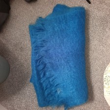 Vintage Royal blue pure mohair winter scarf shawl made in Scotland