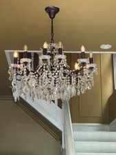 VERY LARGE ANTQUE-STYLE CUT GLASS CHANDELIER 12 ARM