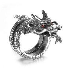 Blue and gold dragon ring -
