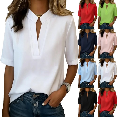 Ladies neck tops summer - v,