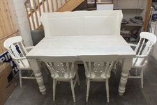 COUNTRY MANOR 5FT SAWN PAINTED TABLE EXTRA CHUNKY WHITE WASH F&B SLIPPER SATIN