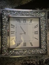 40CM Large Glamour Diamond Crushed Crystal Mirror Clock Home Decor
