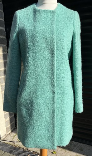 Green boucle wool - wool, coat