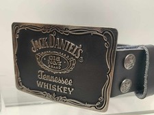Mens Jack Daniels Belt Buckle Old No 7 & black leather belt (P2)