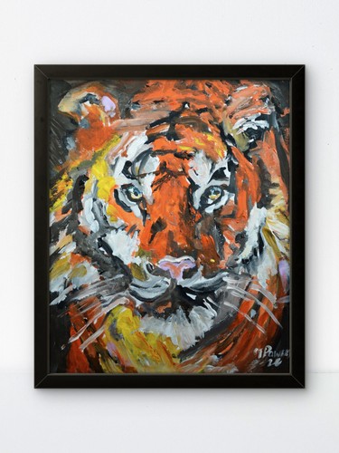 Original tiger painting - tiger, 12x10"