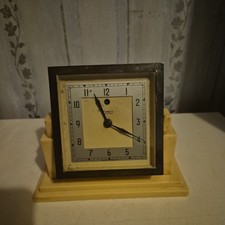 CREAM  Bakerlite Temco  ELECTRIC MANTLE  CLOCK,  UNTESTED, USED.  ART DECO. 
