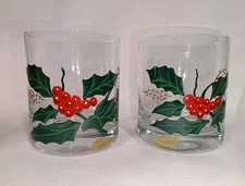Set Of 2 Portmeirion 'Holly And The Ivy' Double Old Fashioned Glasses W/Orig Box