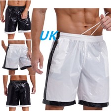 UK Men Shiny Shorts Water Resistant Rave Hot Short Pants Beach Swim Trunks