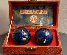 Chinese Baoding Balls – Cloisonné Peacocks – 5cm, Boxed, Chiming Therapy Set
