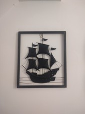 vintage Metal Cut Out Ship Picture Galleon Wall Art nelson Mary rose pirate boat