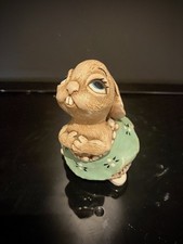 Rare Vintage 'Pendelfin' Margot Bunny Rabbit Hand Painted Ornament, Blue GC