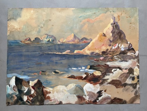Seascape gouache 19th - gouache,,
