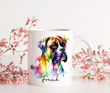 FREE POST BOXER DOG WHITE MUG