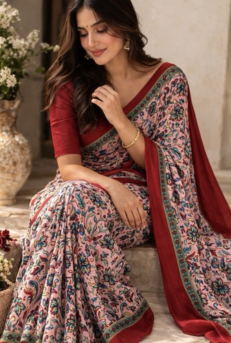 Multicolor saree printed silk - saree,