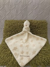 VGUC MOTHERCARE CREAM BEIGE STARS MY BEDTIME BEAR BABY PLUSH COMFORTER BLANKIE 
