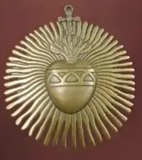 Golden Sacred Heart + Cross