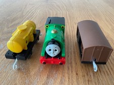 TOMY TRACKMASTER Percy 1994/2002 battery operated train,  caboose & fuel truck