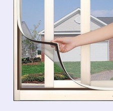 Magnetic Window Screen, Adjustable Window Size White Frames Grey Fiberglass Mesh