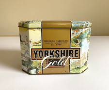 Vintage YORKSHIRE TEA Tin Caddy Taylors of Harrogate GOLD