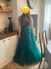 Prom Wedding Ball Gown Dress Emerald Green Size XL