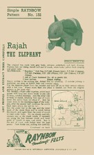 Vintage Reproduction Rajah The Elephant Felt Sewing Pattern RP132