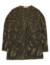 VALENTINO Womens Longline Open Cardigan Sweater IT 44 Medium Green Paisley EF12