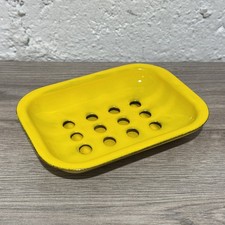 Vintage Yellow Enamelware Soap Dish Made in Poland 1960s