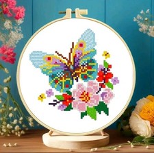 x1pc Simple Butterfly Cross Stitch Pattern Kit (No Embroidery Hoop) 11CT 20x20cm