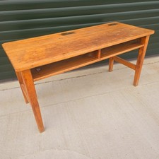 Vintage Childrens School Desk With Ink Wells & Shelf - Coffee Table? Prop Resto