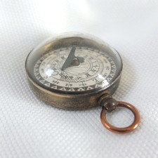 VICTORIAN POCKET SUNDIAL COMPASS Antique Brass Georgian Pantochronometer c.1860