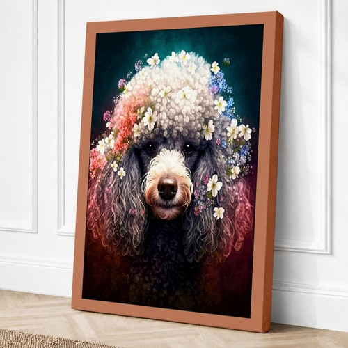 Poodle portrait modern canvas - poodle,