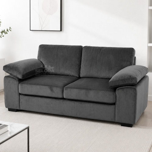Amalfi grey plush velvet sofa - plush,