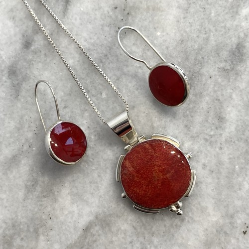 Red coral 925 - coral, sterling