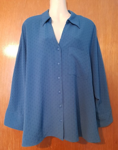 Ladies teal textured blouse - teal,