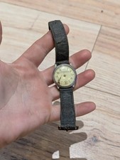 Original Vintage W MAJOR & SONS Mens Trench Metal Cased Watch on Leather Strap